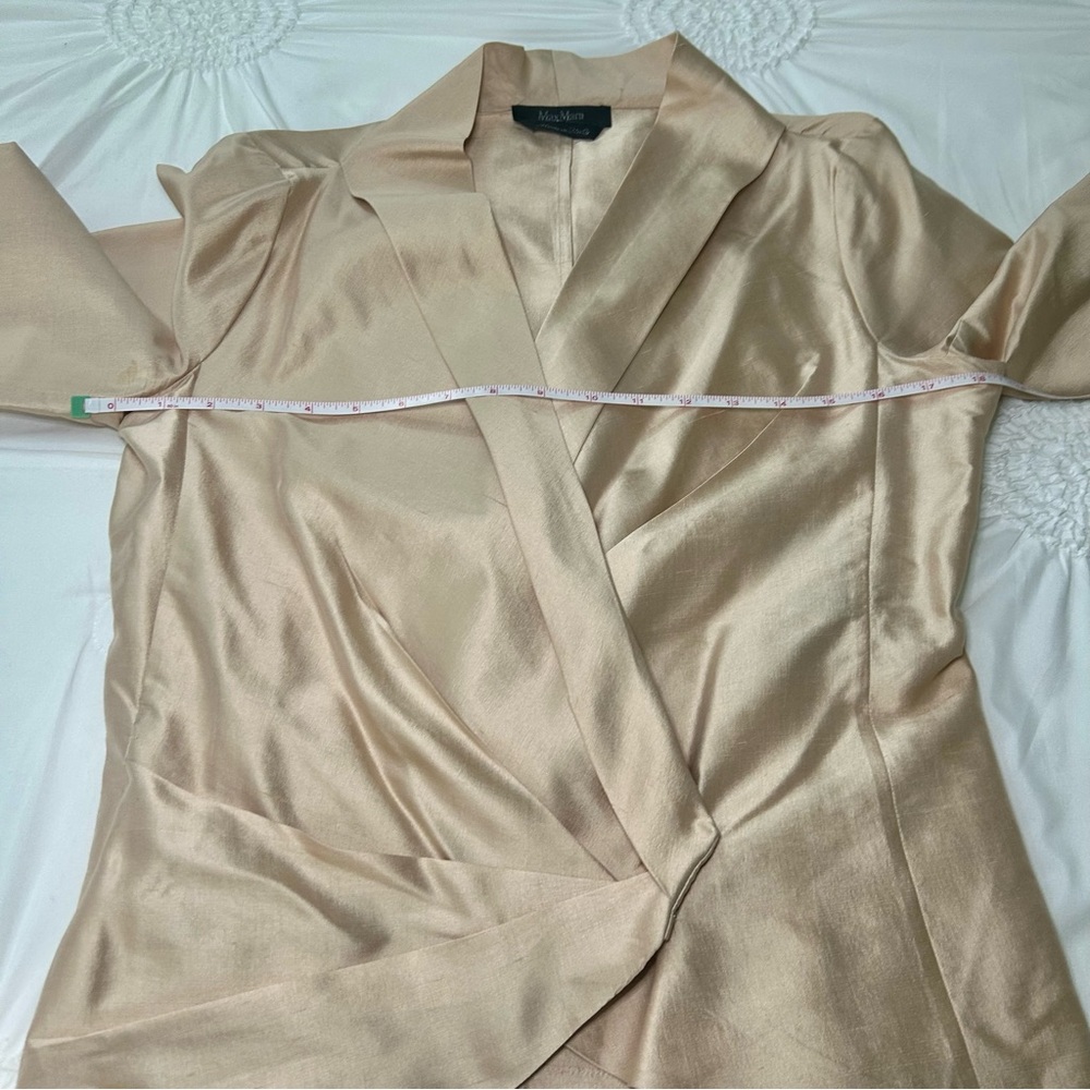 MaxMara 100% Silk Wrap Portrait Collar V-Neck Formal Party Top Size 8 - Picture 8 of 16